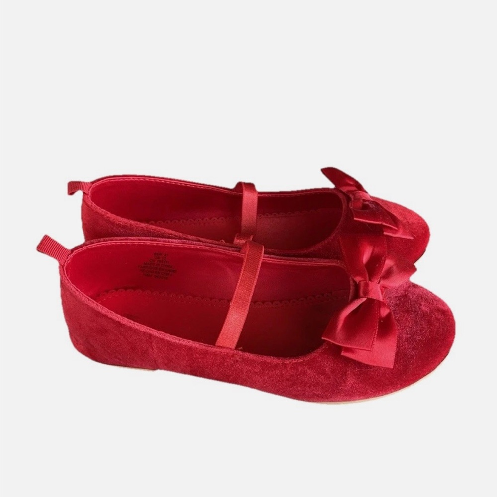 H&M Red Velvet Bow Ballet Flats